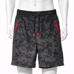 Spyder Men's Black Digital Camo Athletic Shorts with Red Zip Accents